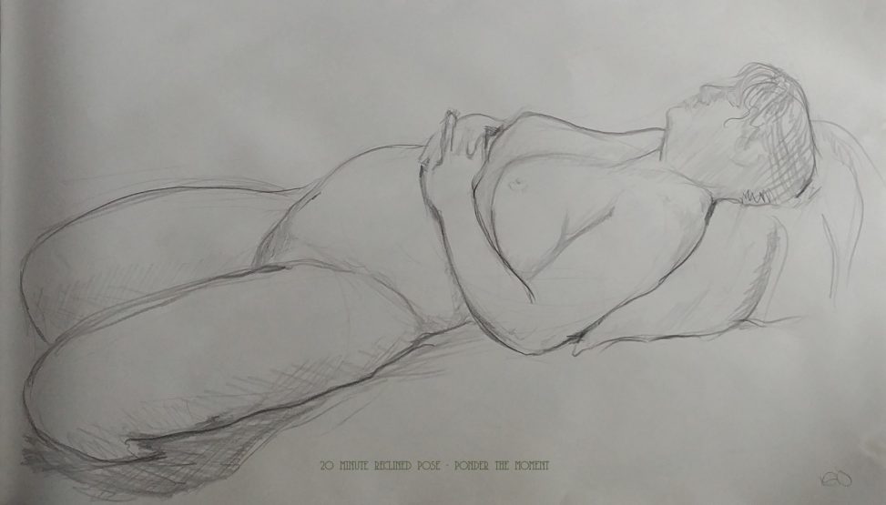 Life Drawing 20 minute reclined pose - ponder the moment