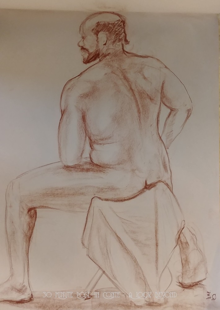 Life Drawing 2 - 30 Minute Pose in Conte - A Look Beyond